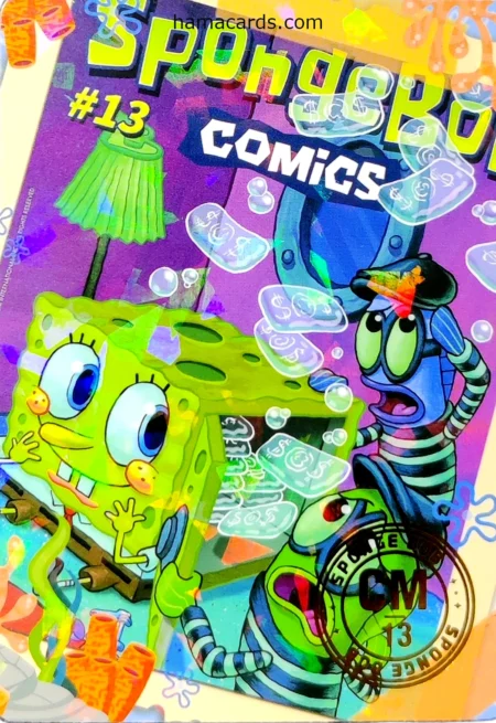 carte comics n°13 provenant de la display bob l'éponge anniversaire série 1
